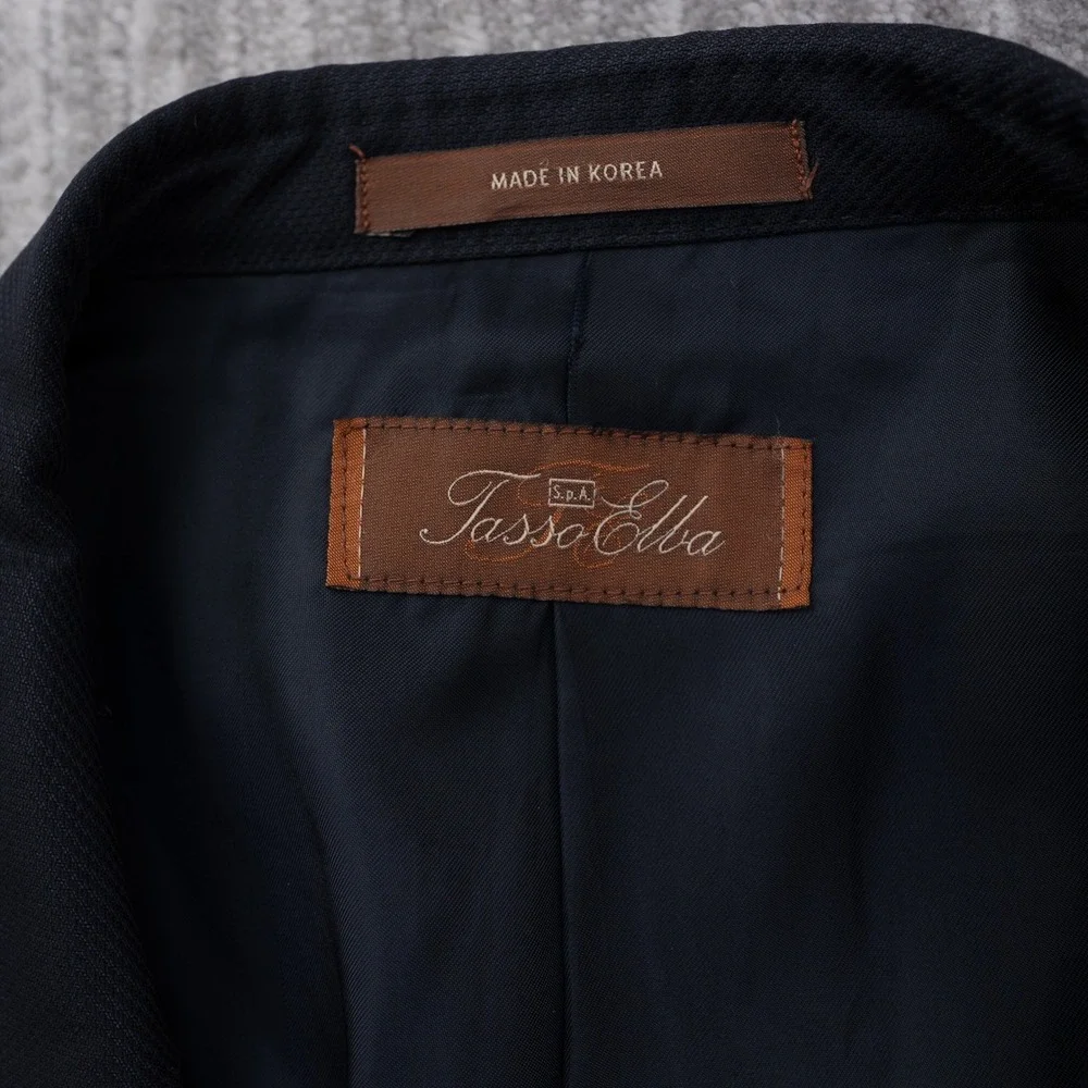 Tasso Elba Mens Navy Blue Two Button Blazer Sport Coat Size 46R 10TE2271